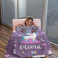 Custom Unicorn On The Cloud Name Blanket Purple