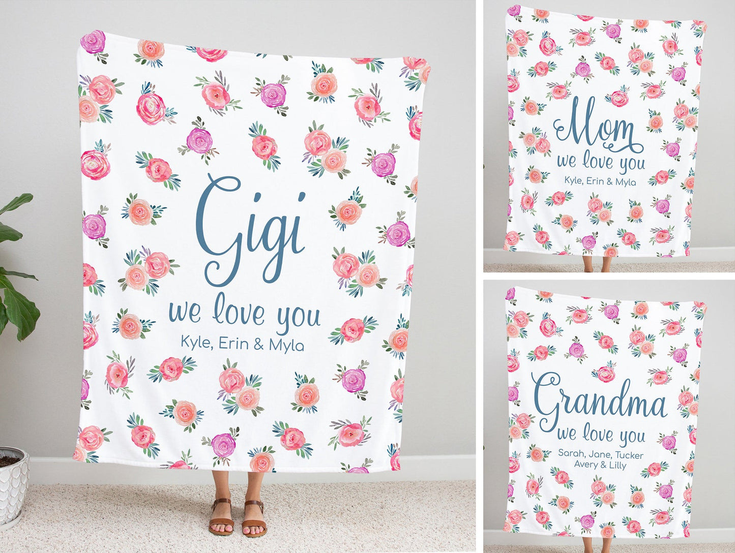 Personalized  Flora Mom/Nana/Auntie We Love You Blanket｜11042236