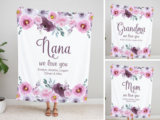 Personalized  Flora Mom/Nana/Auntie We Love You Blanket｜11042235