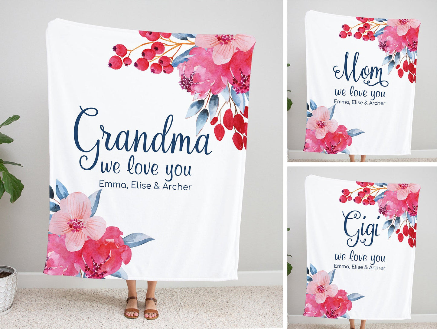 Personalized  Flora Mom/Nana/Auntie We Love You Blanket｜11042234