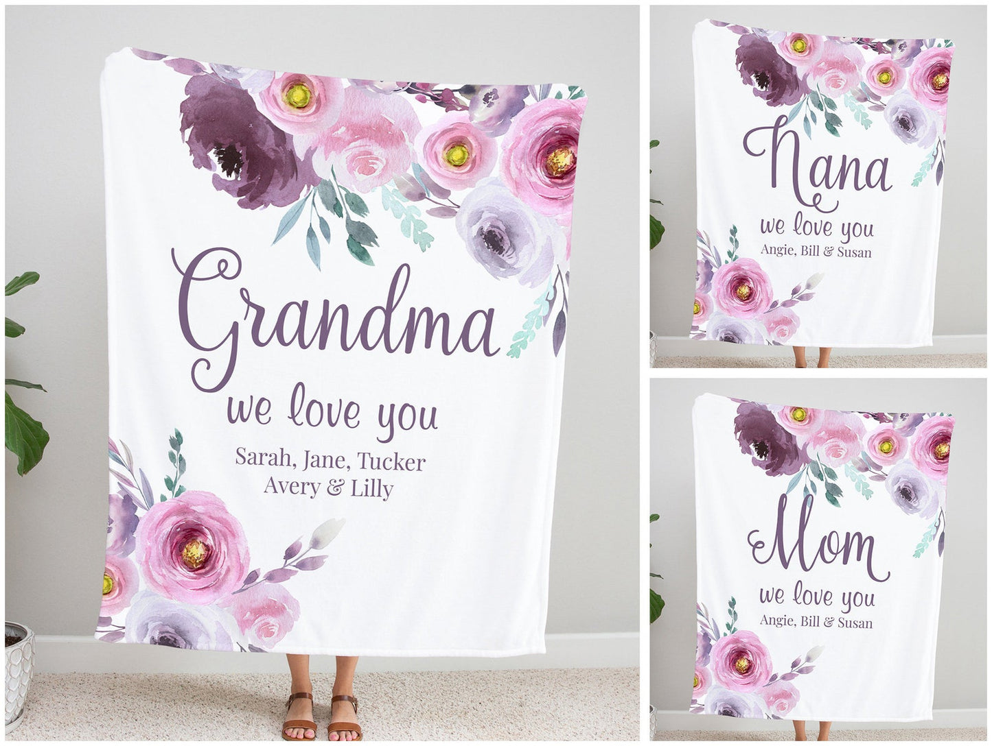 Personalized  Flora Mom/Nana/Auntie We Love You Blanket｜11042230