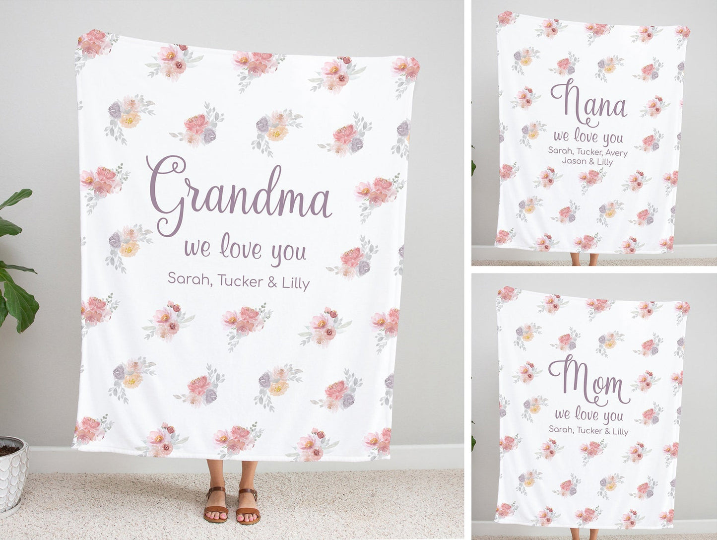 Personalized  Flora Mom/Nana/Auntie We Love You Blanket｜11042237