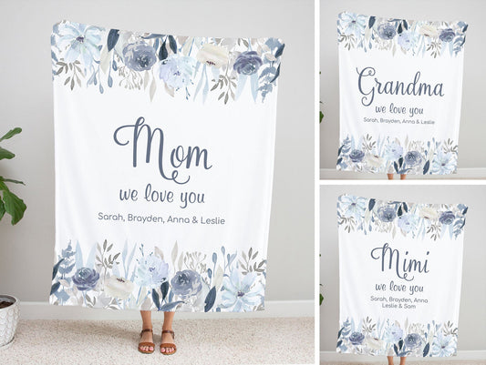 Personalized  Flora Mom/Nana/Auntie We Love You Blanket ｜110439