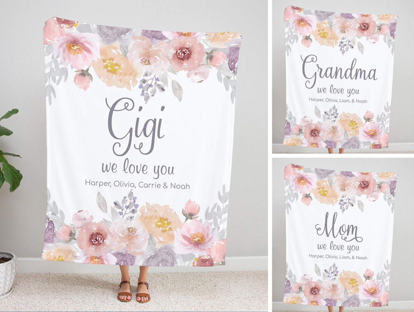 Personalized  Flora Mom/Nana/Auntie We Love You Blanket｜11042238
