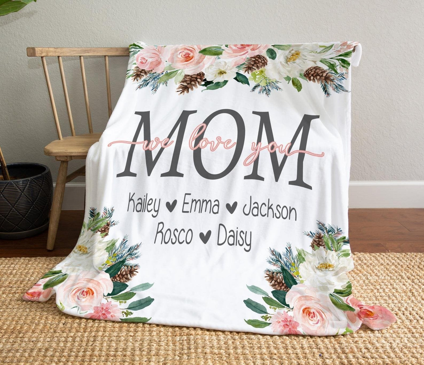 Personalized  Flora Mom/Nana/Auntie We Love You Blanket｜11042222
