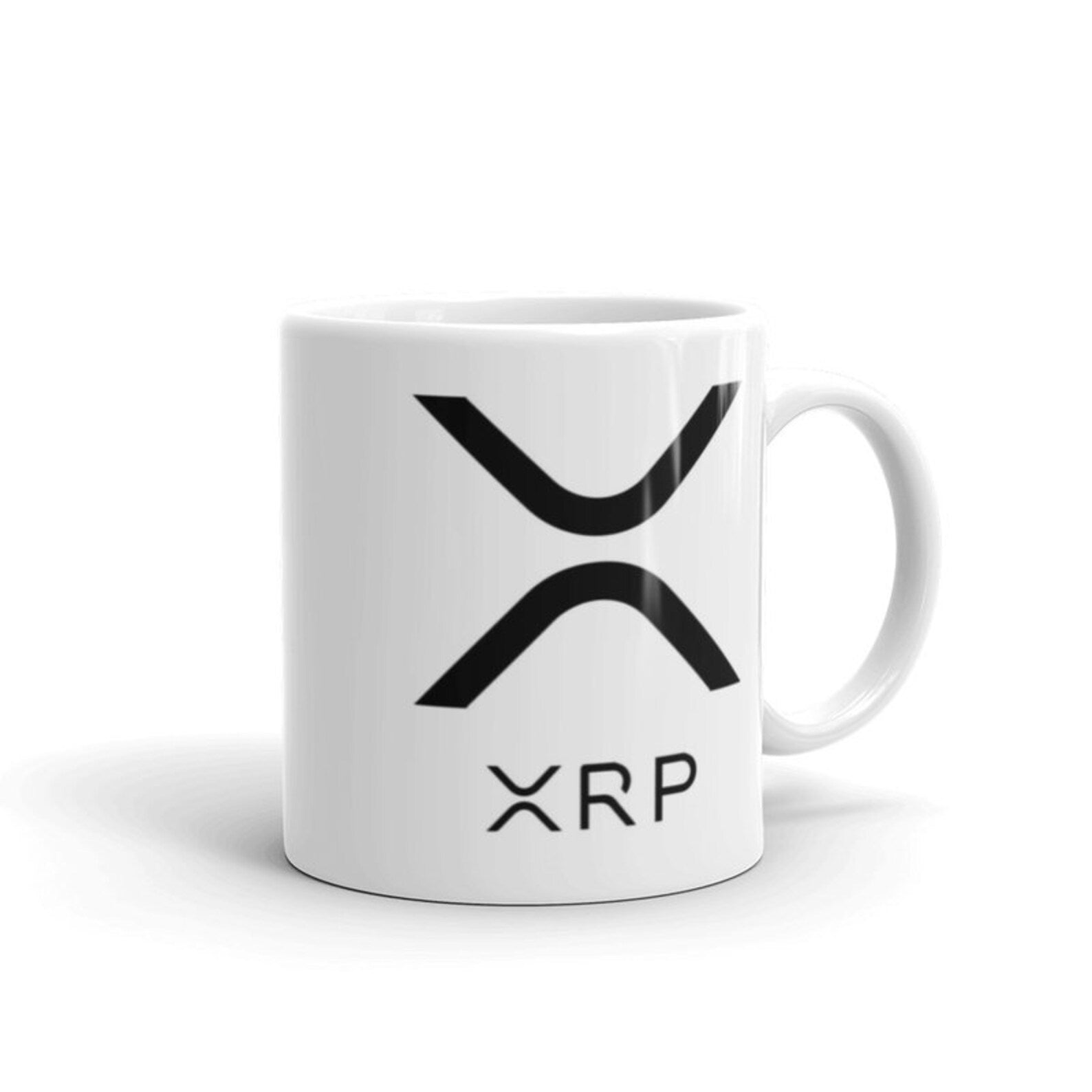 White mug with XRP logo on a white background