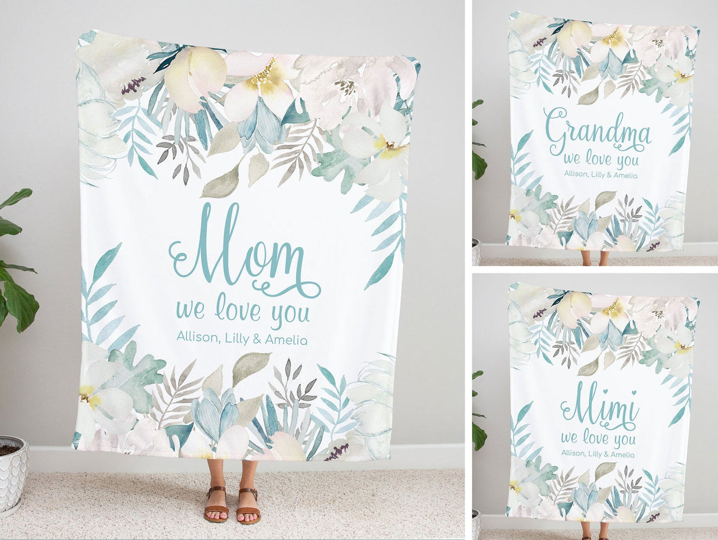 Personalized  Flora Mom/Nana/Auntie We Love You Blanket｜11042229