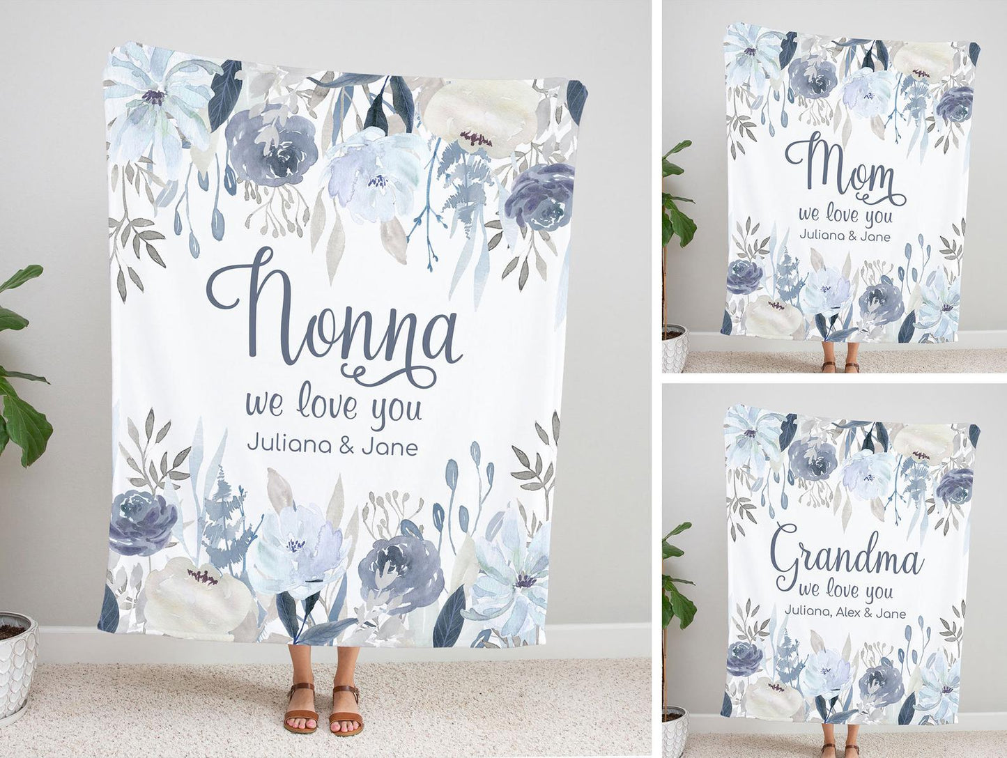 Personalized  Flora Mom/Nana/Auntie We Love You Blanket｜11042227