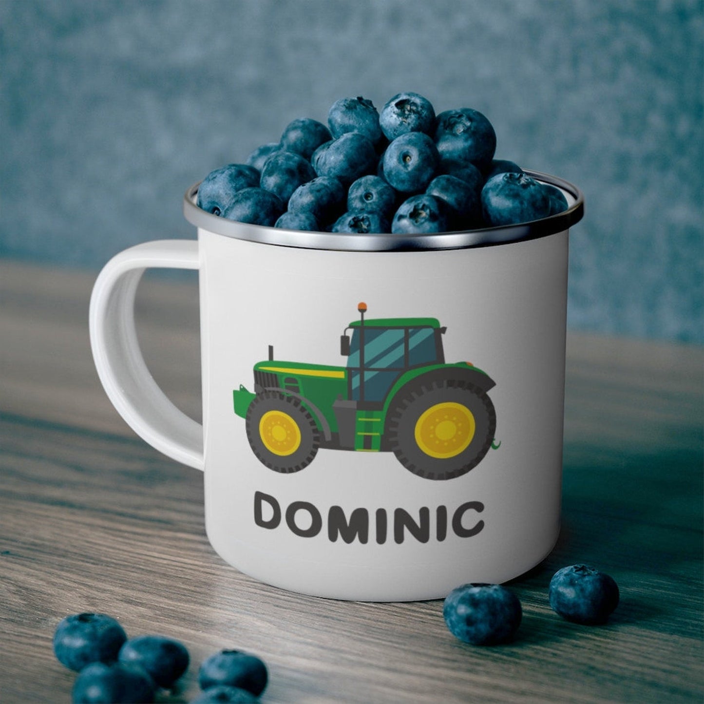 Personalized Enamel Tractor Kids Mug
