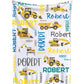 Personalized Minky Swaddle Blanket Name Art Styles With Construction Theme