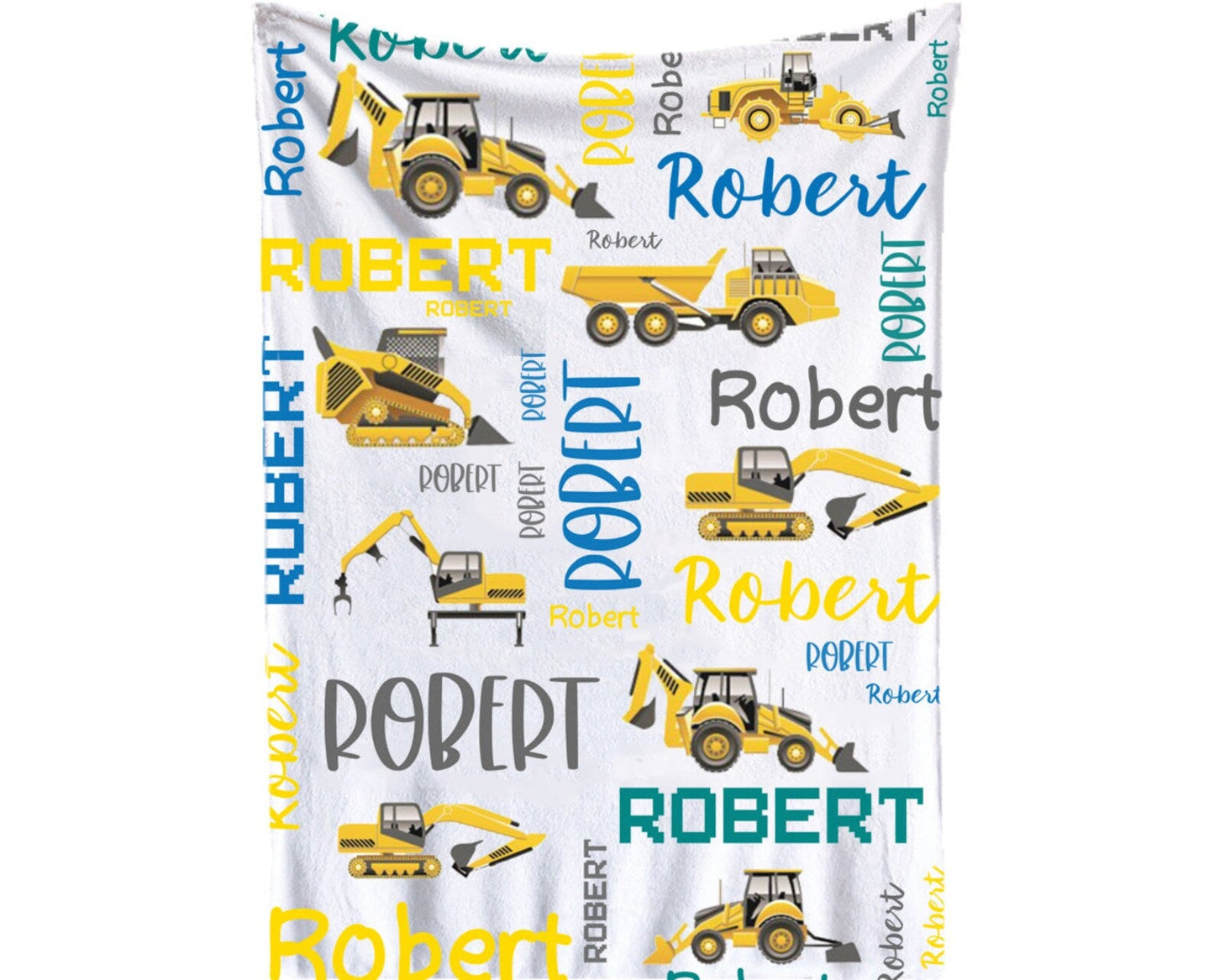 Personalized Minky Swaddle Blanket Name Art Styles With Construction Theme
