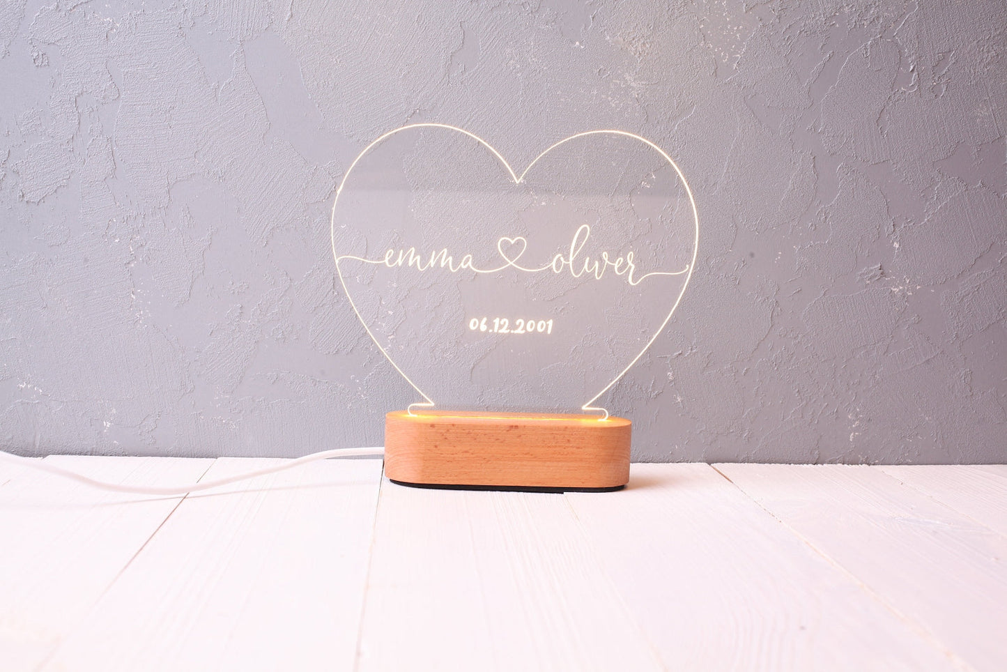 Custom Heart Wood With Date Night Light Couple Anniversary Gifts