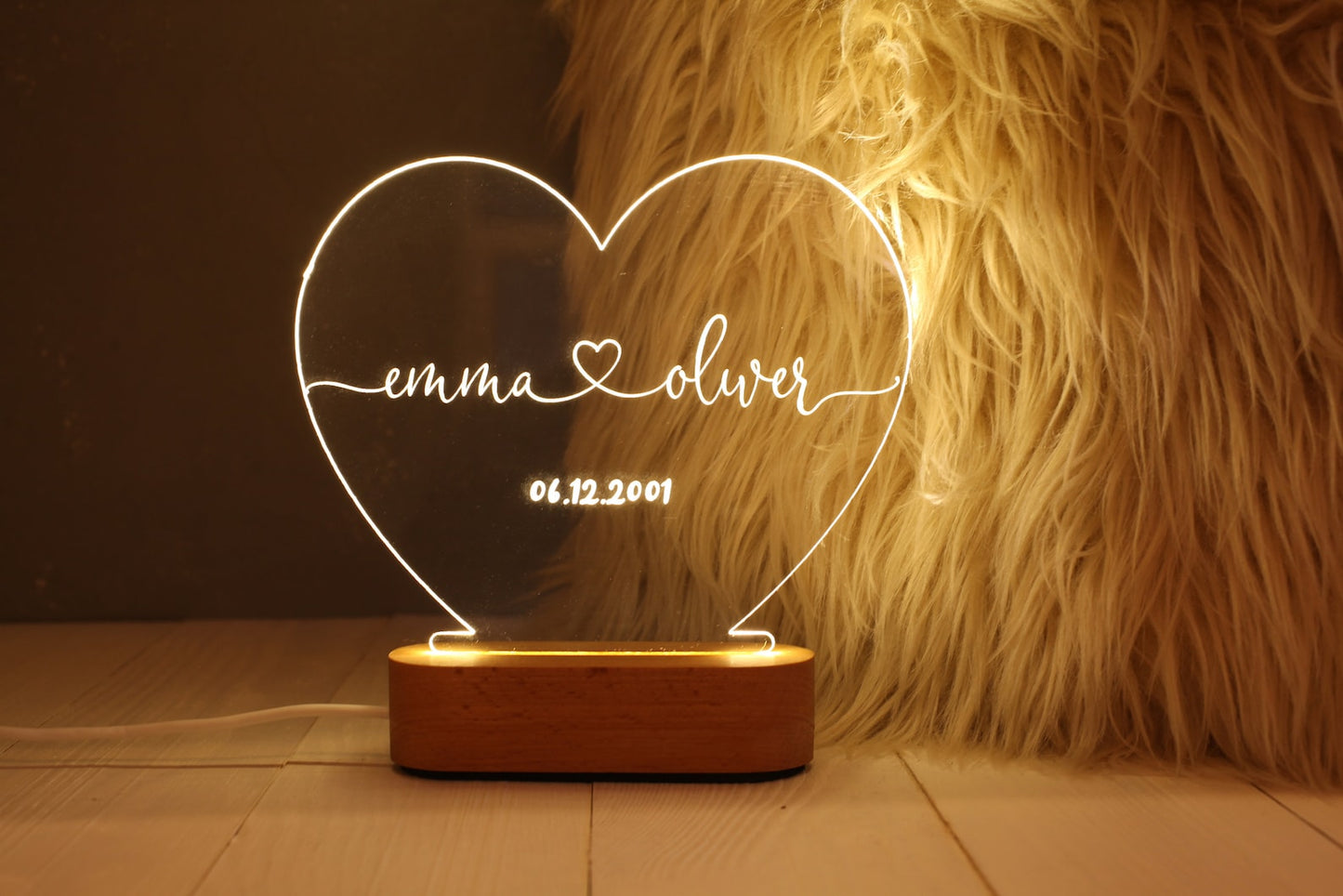 Custom Heart Wood With Date Night Light Couple Anniversary Gifts