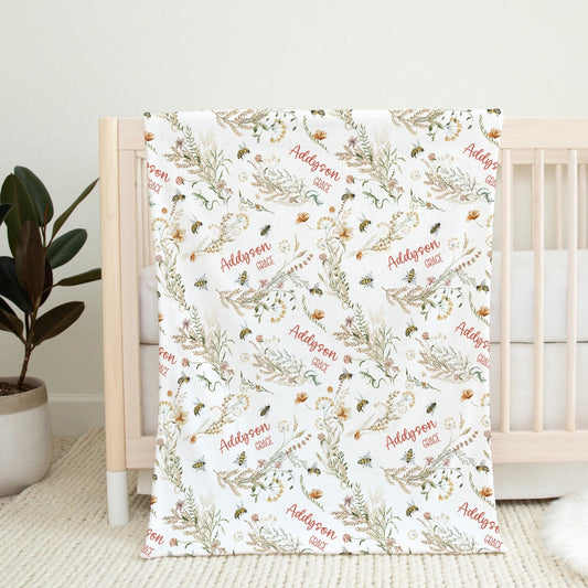 Personalized Name Art Fleece Blanket Bee