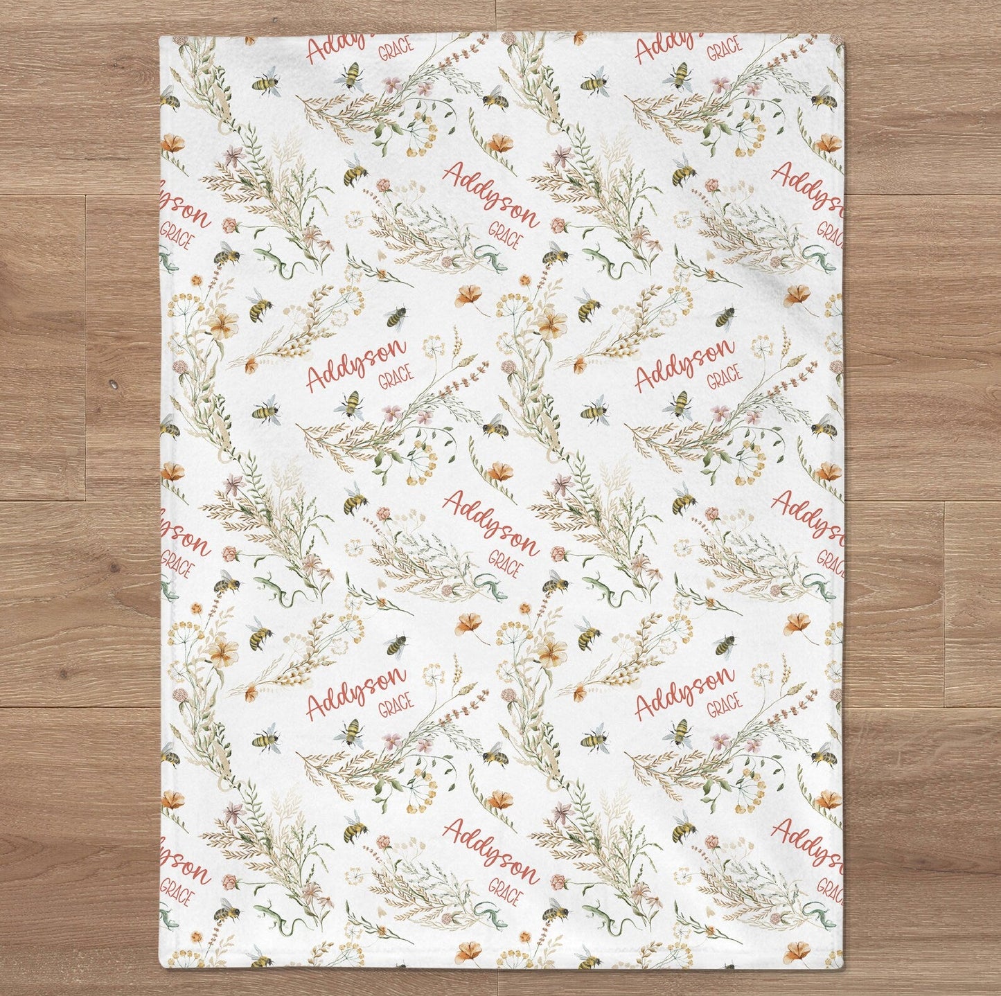 Personalized Name Art Fleece Blanket Bee