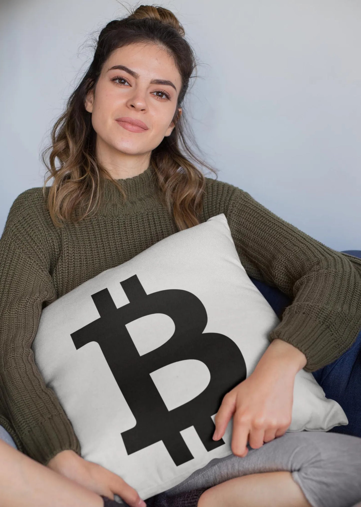 Bitcoin Pillow: Double-Sided Crypto Merch White