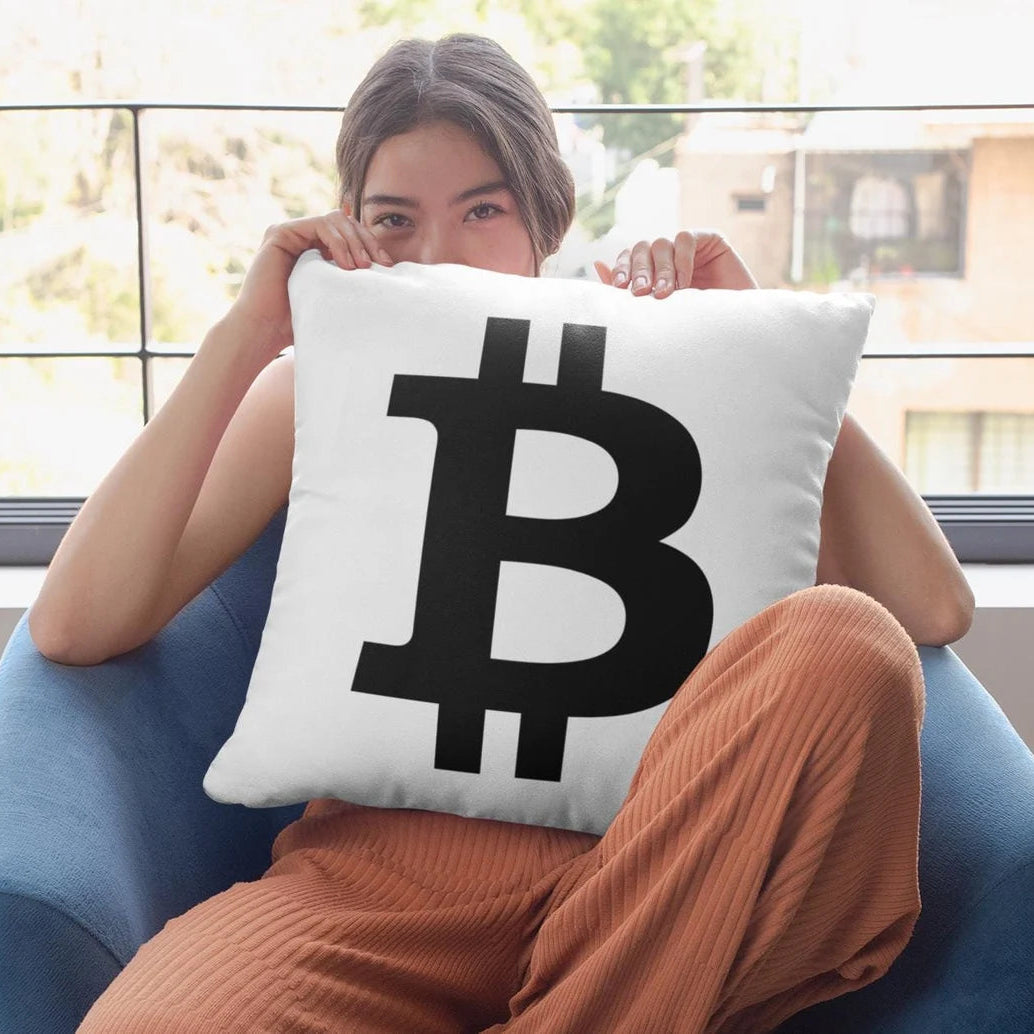 Bitcoin Pillow: Double-Sided Crypto Merch White