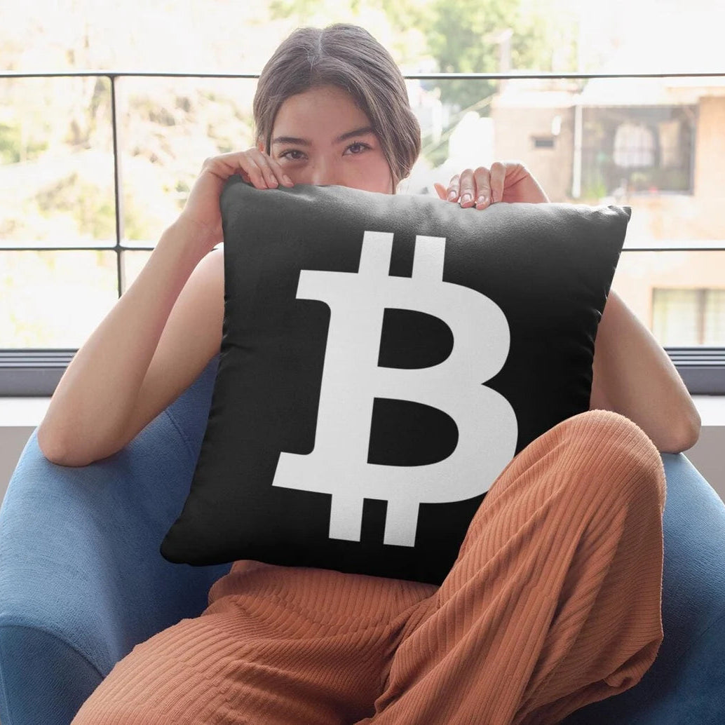 Bitcoin Pillow: Double-Sided Crypto Merch Black