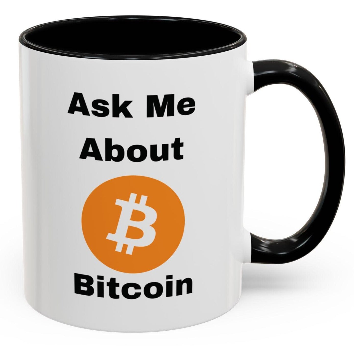 Bitcoin Enthusiast Coffee Mug, Perfect Gift for Crypto Lovers, Fun Office Accessory, Ask Me About Bitcoin Mug