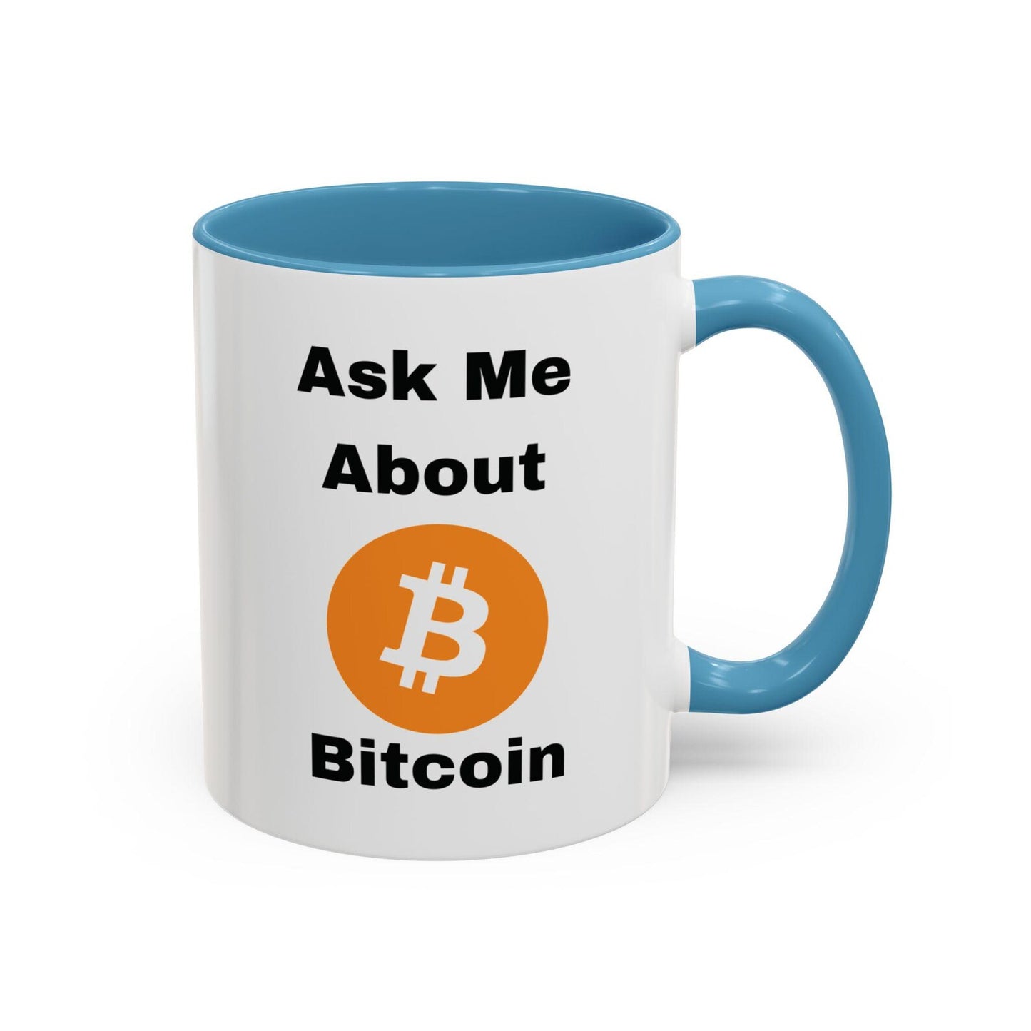 Bitcoin Enthusiast Coffee Mug, Perfect Gift for Crypto Lovers, Fun Office Accessory, Ask Me About Bitcoin Mug
