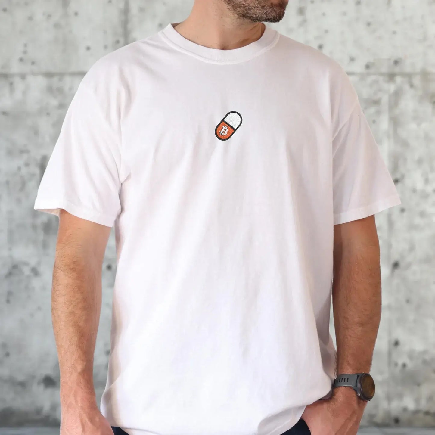 Bitcoin Orange Pill Embroidered T-Shirt