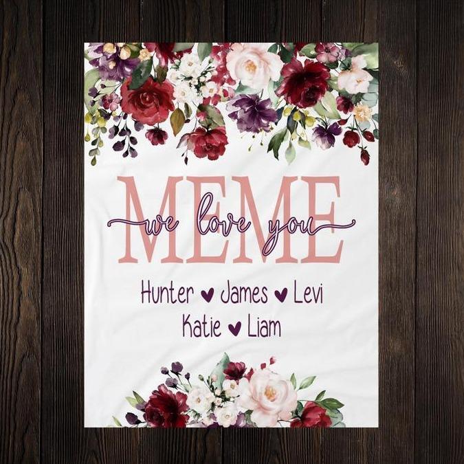 Personalized  Flora Mom/Nana/Auntie We Love You Blanket｜11042220