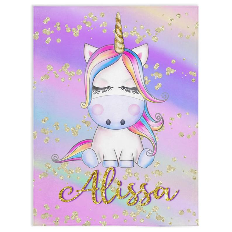 Personalized Magical Unicorn Fleece Blanket 13