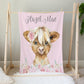 Personalized Fleece Blanket Cow With Rose
