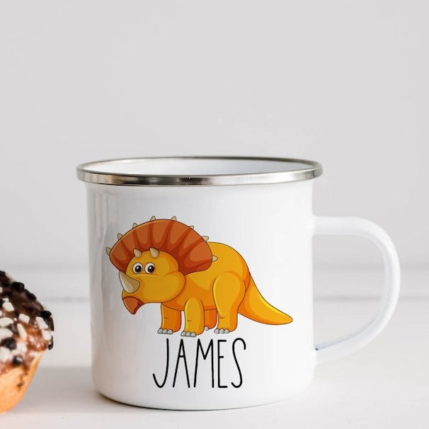 Personalized Enamel Dinosaur Mug Multi Styles