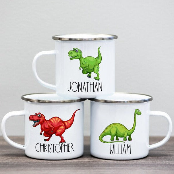 Personalized Enamel Dinosaur Mug Multi Styles