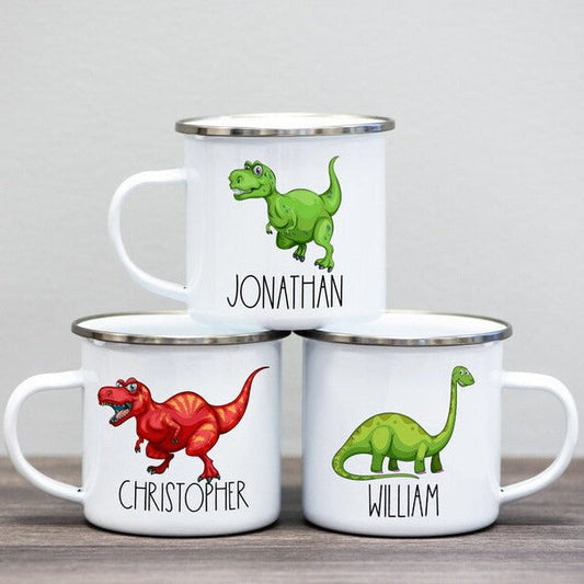 Personalized Enamel Dinosaur Mug Multi Styles