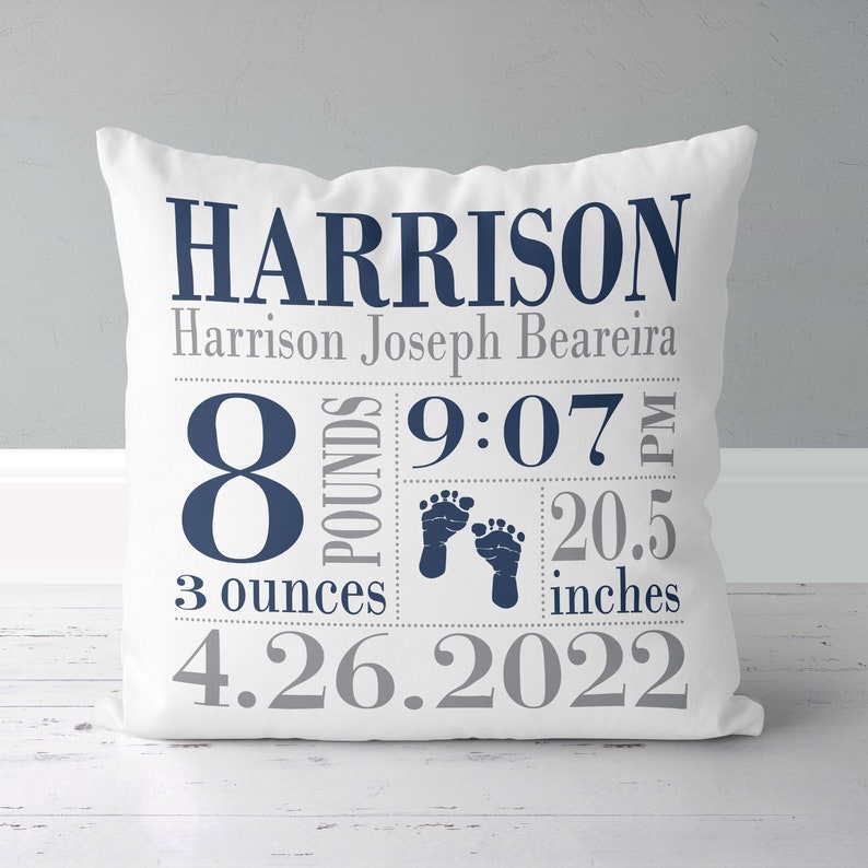 Personalized Floral Baby Throw Pillow With Birth Info