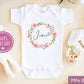 Personalized Baby Girl Onesie With Name Floral Pink