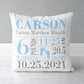 Personalized Floral Baby Throw Pillow With Birth Info