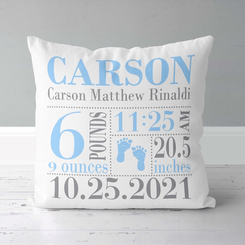 Personalized Floral Baby Throw Pillow With Birth Info