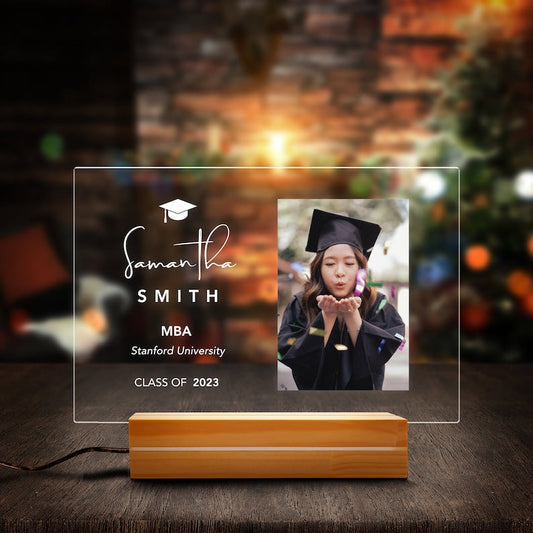 Personalized Graduation Night Light Wood-base With Photo