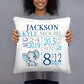 Personalized Elephant Baby Throw Pillow With Birth Info