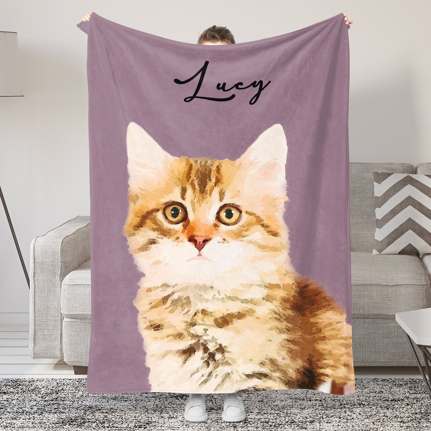 Personalized Pet Photo with Name Blanket for Pet Lover Gifts