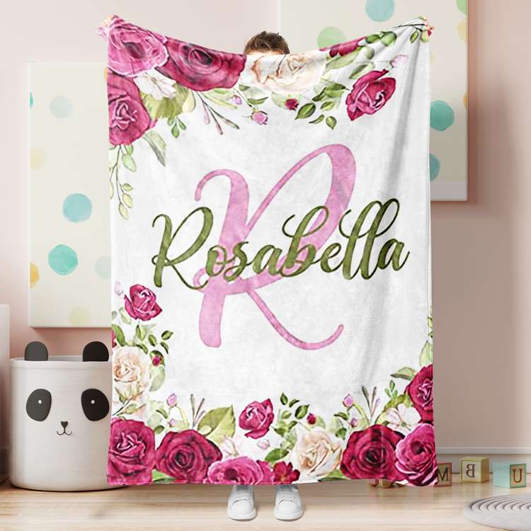 Personalized Name Fleece Butterfly Blanket Purple