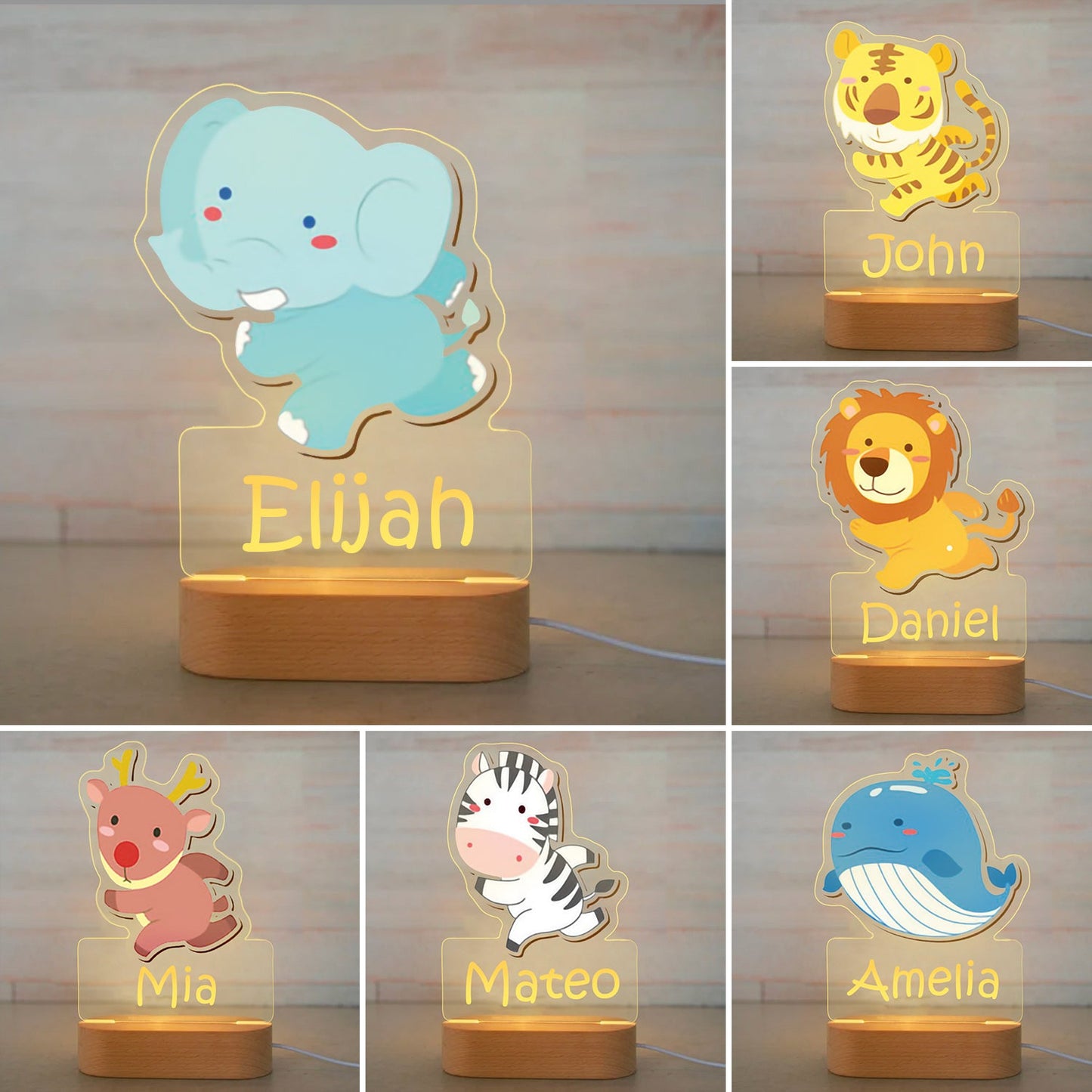 Personalized Bedroom Boys Girls Animal Theme Mood Lighting