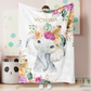 Custom Elephant Baby Blankets With Flower Around