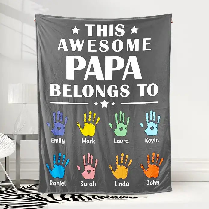 Personalized  Fathers Day Blanket This Awesome Daddy Belongs to