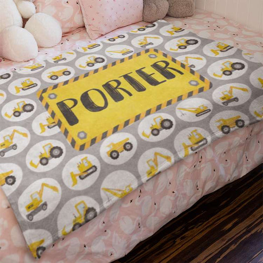 Custom Name Art Construction Fleece Blanket