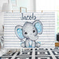 Personalized Minky Blanket Elephant Name Blue Pink