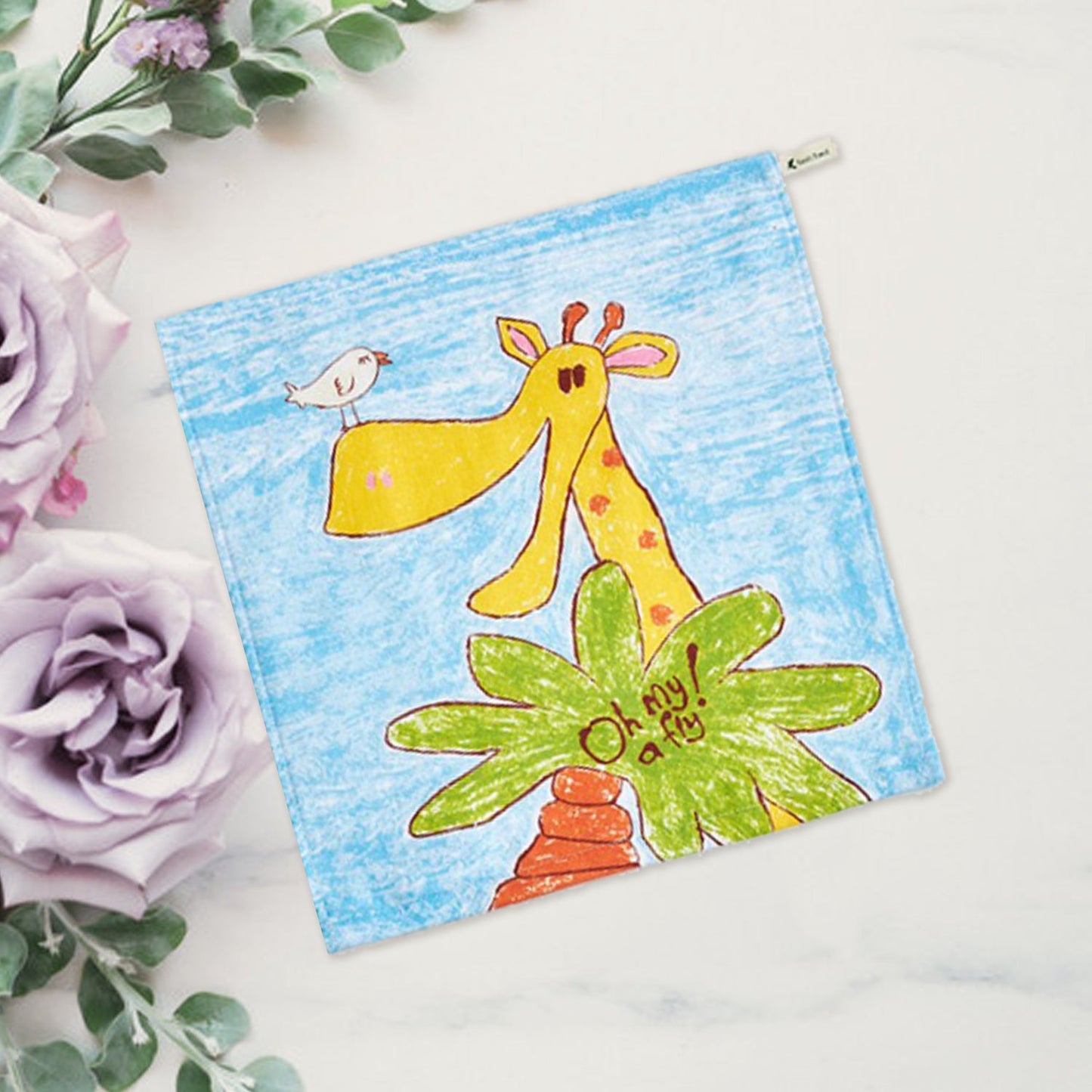 Personalized Cute Illustration Cotton Towel Embroidery With Kid's Name