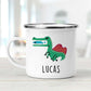 Personalized Funny Dinosaur Kids Enamel Camping Mugs