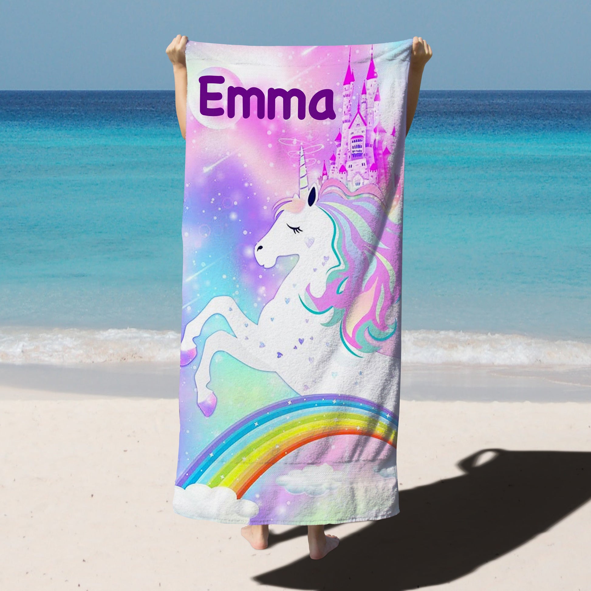 Unicorn Wonderland Of Dreams Personalized Kids Beach Towel