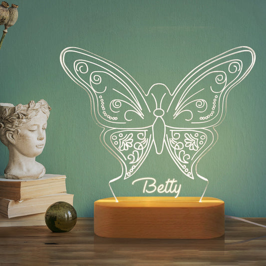 Personalized Butterfly Wood-base Night Light