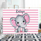 Personalized Minky Blanket Elephant Name Blue Pink