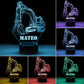 Personalized 7/16 Color Changing Excavator 3D Illusion Led Lamp